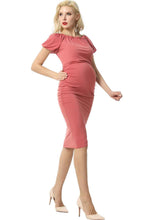 Load image into Gallery viewer, Kimi + Kai Maternity &quot;Becka&quot; Convertible Shoulder Ruched Dress