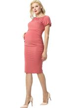 Load image into Gallery viewer, Kimi + Kai Maternity &quot;Becka&quot; Convertible Shoulder Ruched Dress