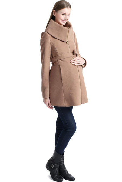 Kimi + Kai Maternity "Mia" Wool Blend Fold Collar Coat