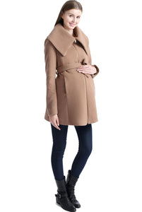 Kimi + Kai Maternity "Mia" Wool Blend Fold Collar Coat