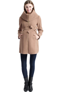 Kimi + Kai Maternity "Mia" Wool Blend Fold Collar Coat