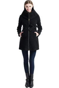 Kimi + Kai Maternity "Mia" Wool Blend Fold Collar Coat