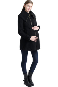 Kimi + Kai Maternity "Mia" Wool Blend Fold Collar Coat