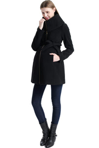 Kimi + Kai Maternity "Mia" Wool Blend Fold Collar Coat