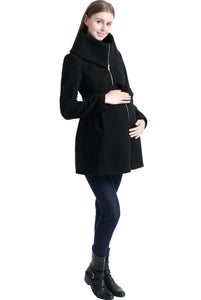 Kimi + Kai Maternity "Mia" Wool Blend Fold Collar Coat