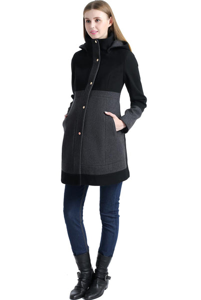 Kimi + Kai Maternity "Tessa" Wool Blend Colorblock Coat