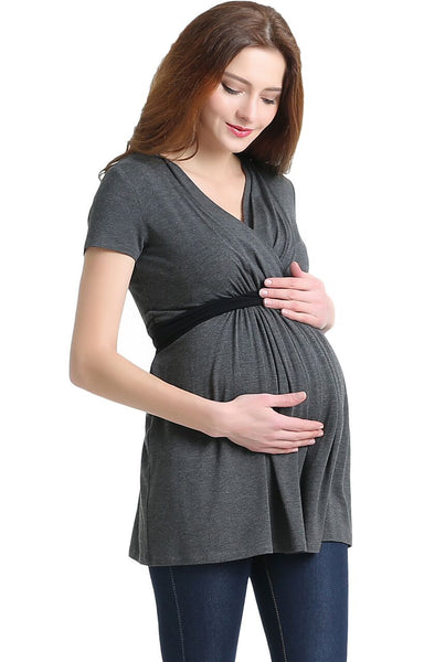 Kimi + Kai Maternity "Jasmine" Colorblock Nursing Top