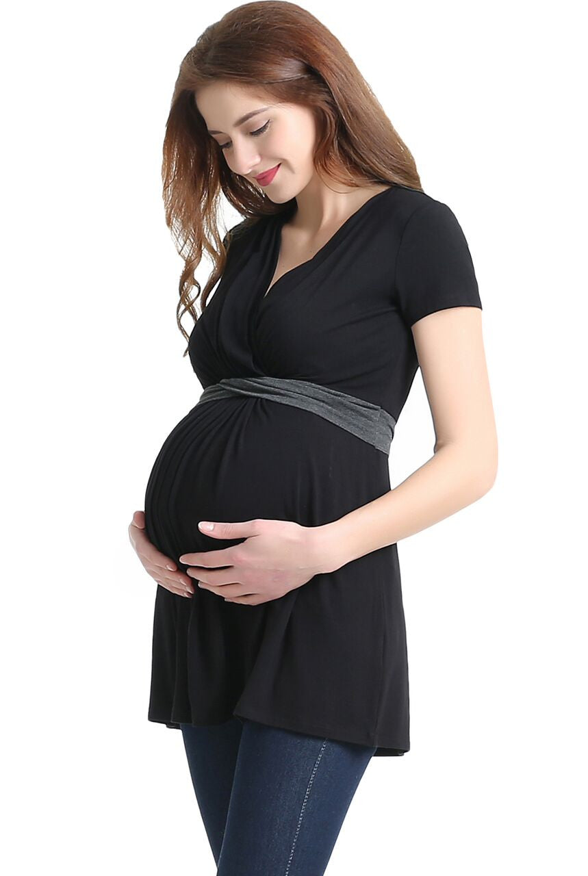 Kimi + Kai Maternity "Jasmine" Colorblock Nursing Top