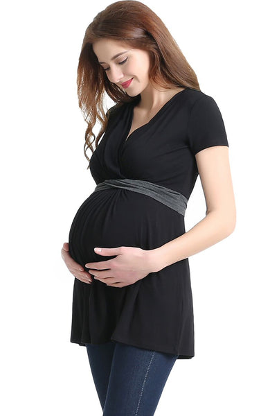 Kimi + Kai Maternity "Jasmine" Colorblock Nursing Top
