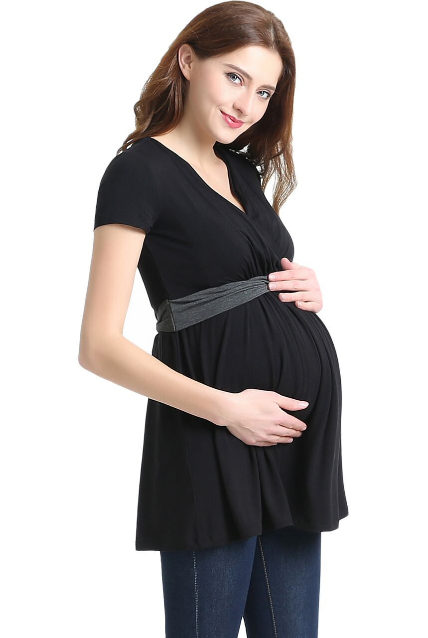 Kimi + Kai Maternity "Jasmine" Colorblock Nursing Top