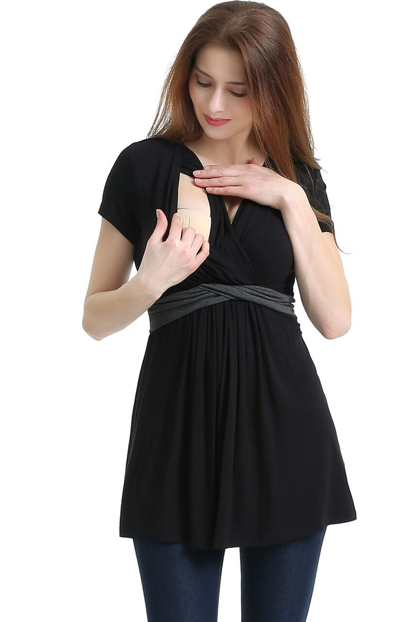 Kimi + Kai Maternity "Jasmine" Colorblock Nursing Top