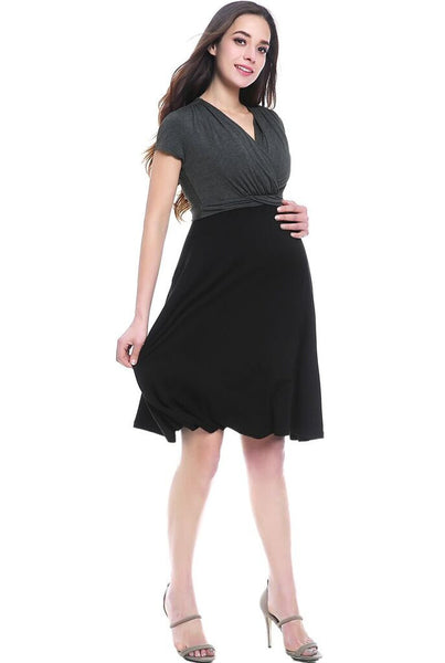 Kimi + Kai Maternity"Sarah" Faux Wrap Nursing Dress